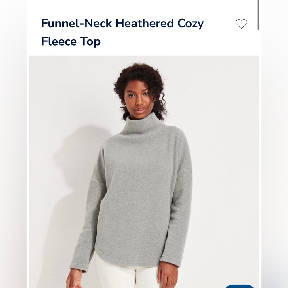 Wrap yourself up in this chic heathered funnel-neck fleece top!
